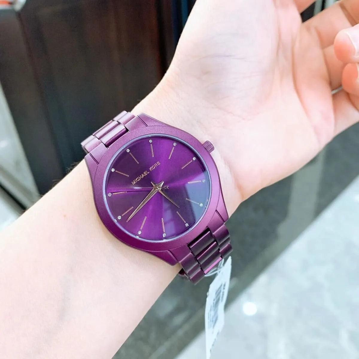 Michael Kors Slim Runway Quartz Purple Dial Purple Steel Strap Watch For Women - MK4507