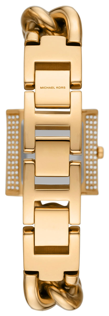 Michael Kors Chain Lock Pave Gold Dial Gold Steel Strap Watch For Women - MK4711