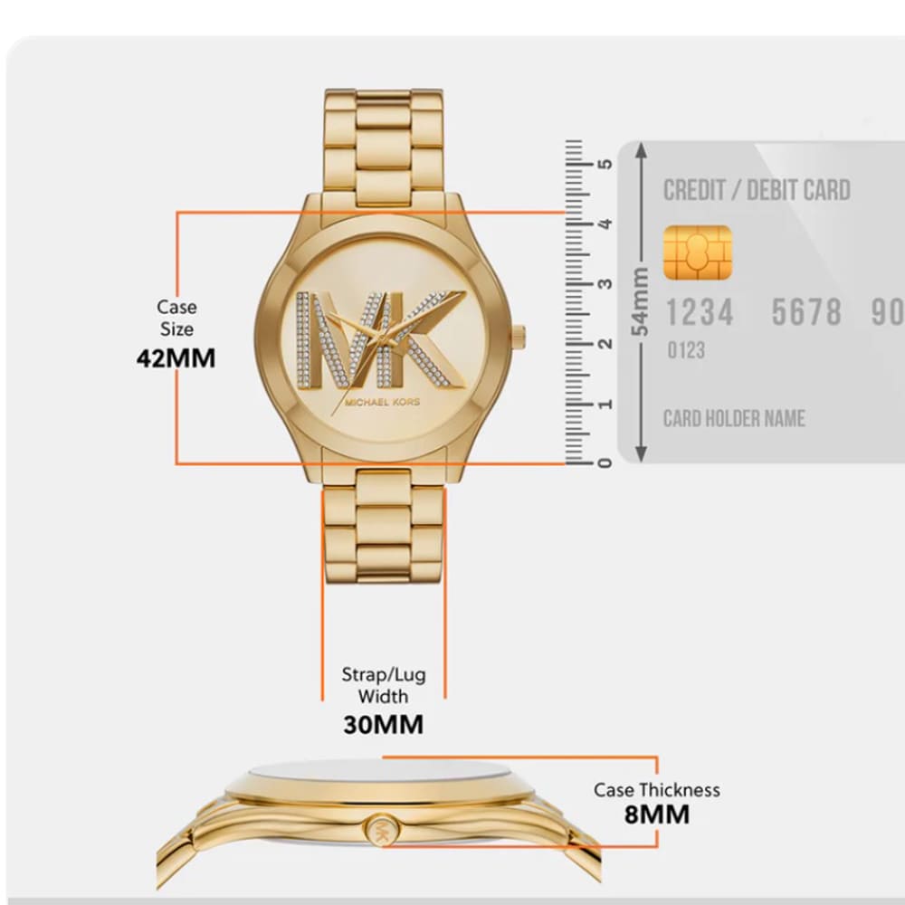 Michael Kors Runway Gold Dial Gold Steel Strap Watch For Women - MK4732
