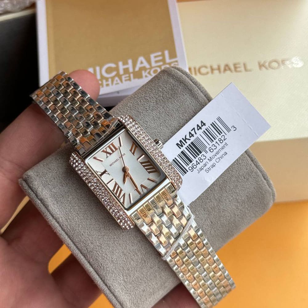 Michael Kors Emery Three-Hand White Dial Two Tone Steel Strap Watch for Women - MK4744