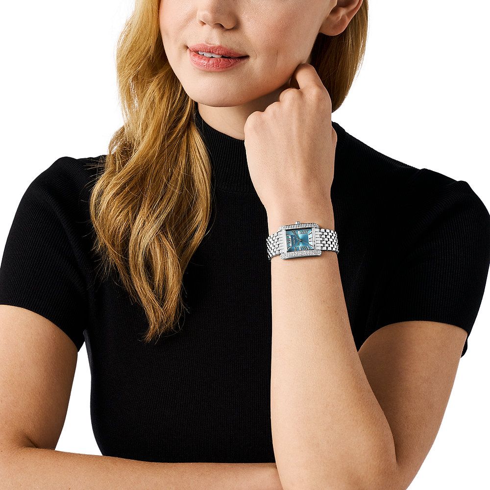 Michael Kors Emery Analog Three Hand Blue Dial Silver Steel Strap Watch for Women - MK4829