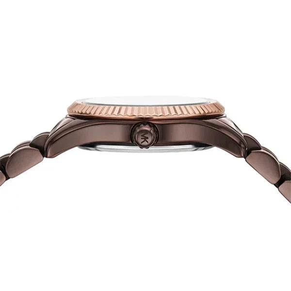 Michael Kors Lexington Three-Hand Brown Dial Brown Steel Strap Watch for Women - MK4844