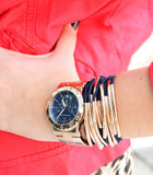 Michael Kors Bel Aire Blue Dial Rose Gold Steel Strap Watch for Women - MK5410