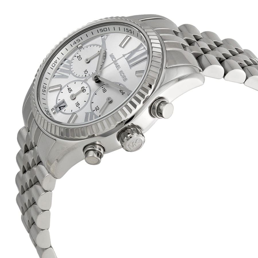 Michael Kors Lexington Silver Dial Silver Steel Strap Watch for Women - MK5555