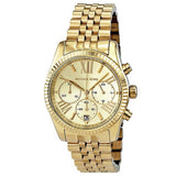 Michael Kors Lexington Chronograph Gold Dial Gold Steel Strap Watch for Women - MK5556