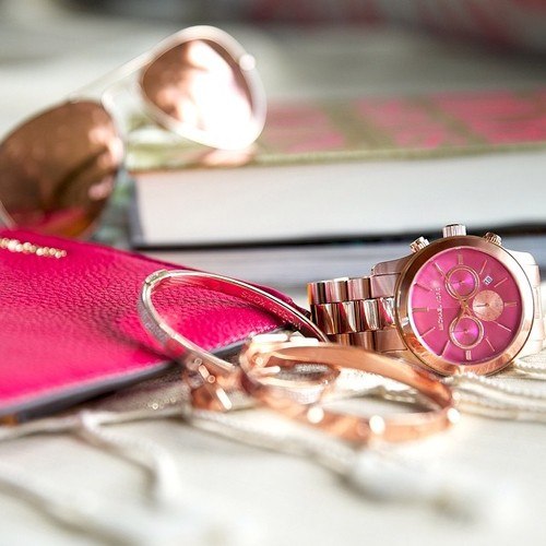 Michael Kors Runway Pink Dial Rose Gold Steel Strap Watch for Women - MK5931