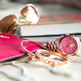 Michael Kors Runway Pink Dial Rose Gold Steel Strap Watch for Women - MK5931
