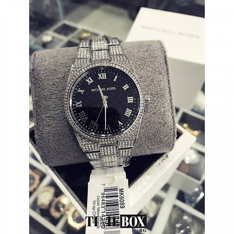 Michael Kors Channing Diamonds Black Dial Silver Steel Strap Watch for Women - MK6089