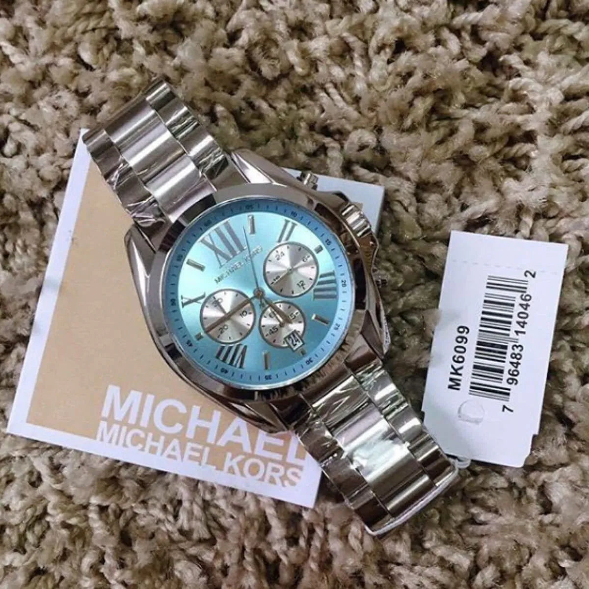 Michael Kors Bradshaw Chronograph Blue Dial Silver Steel Strap Watch For Women - MK6099