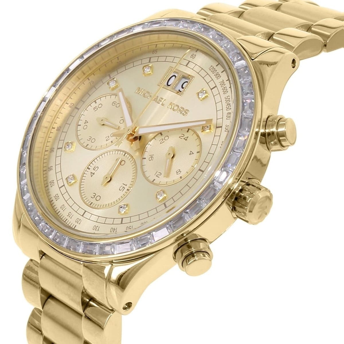 Michael Kors Brinkley Diamonds Gold Dial Gold Steel Strap Watch for Women - MK6187