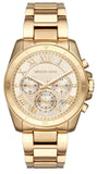 Michael Kors Brecken Chronograph Gold Dial Gold Steel Strap Watch For Women - MK6366