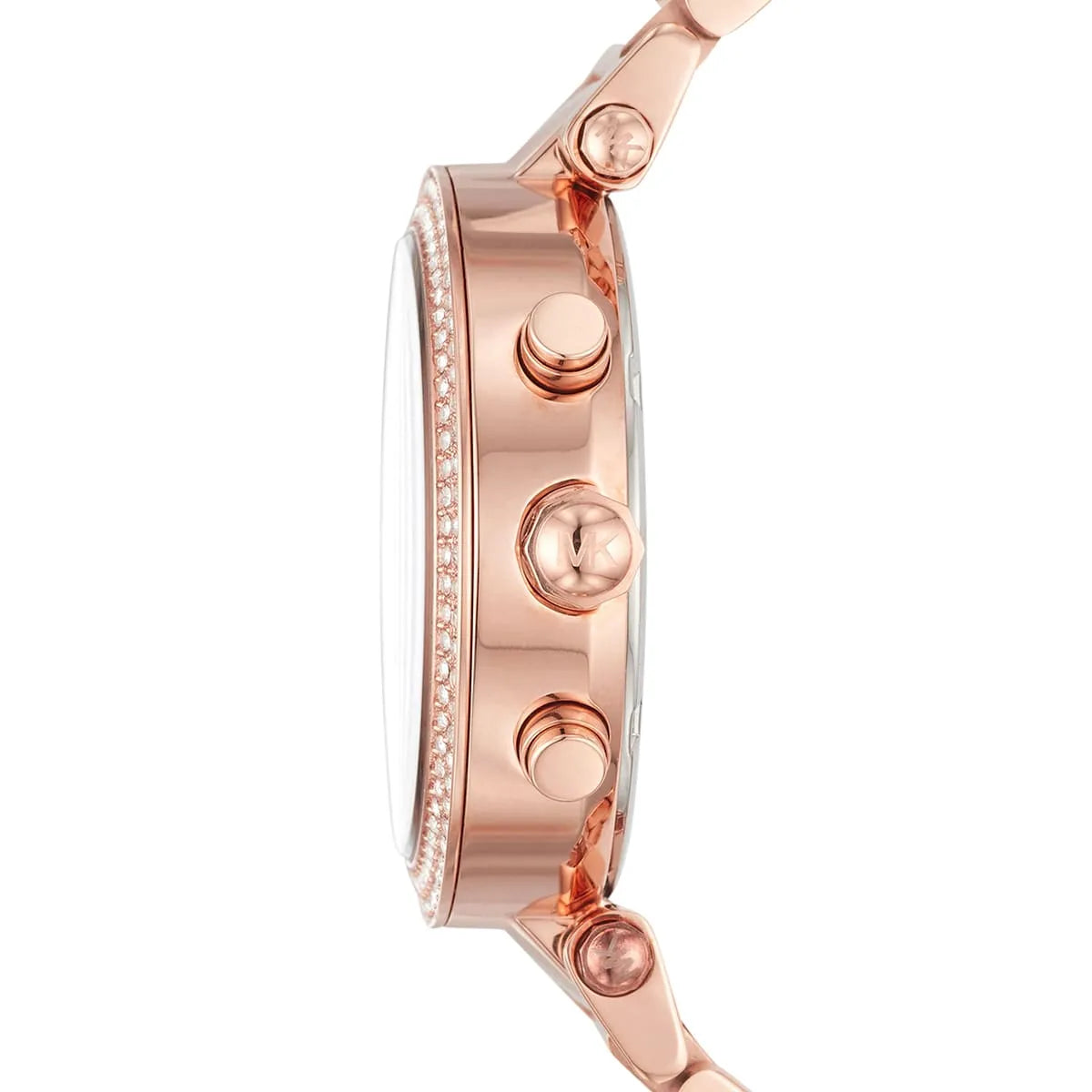 Michael Kors Parker Chronograph Purple Dial Rose Gold Steel Strap Watch For Women - MK6417