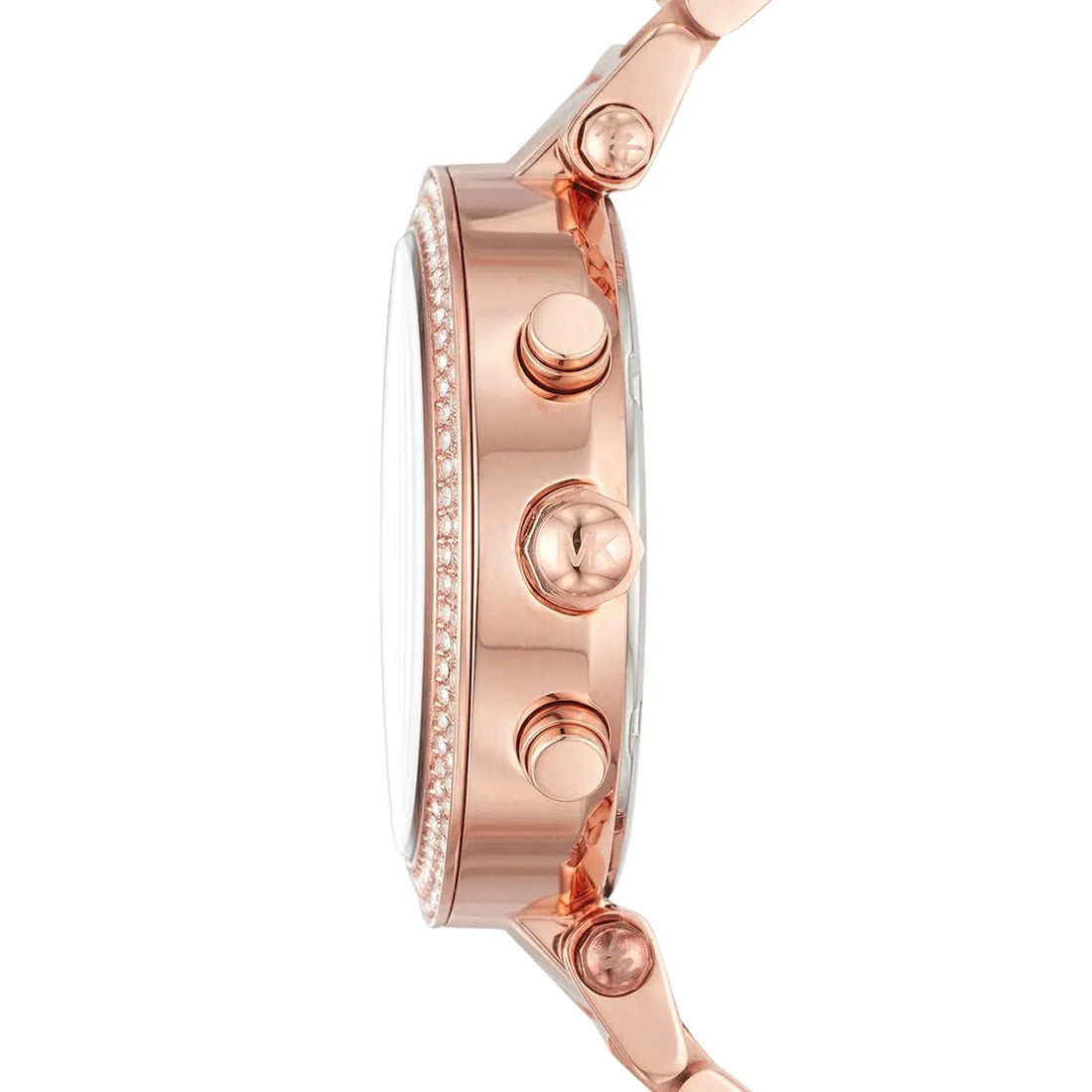 Michael Kors Parker Chronograph Purple Dial Rose Gold Steel Strap Watch For Women - MK6417