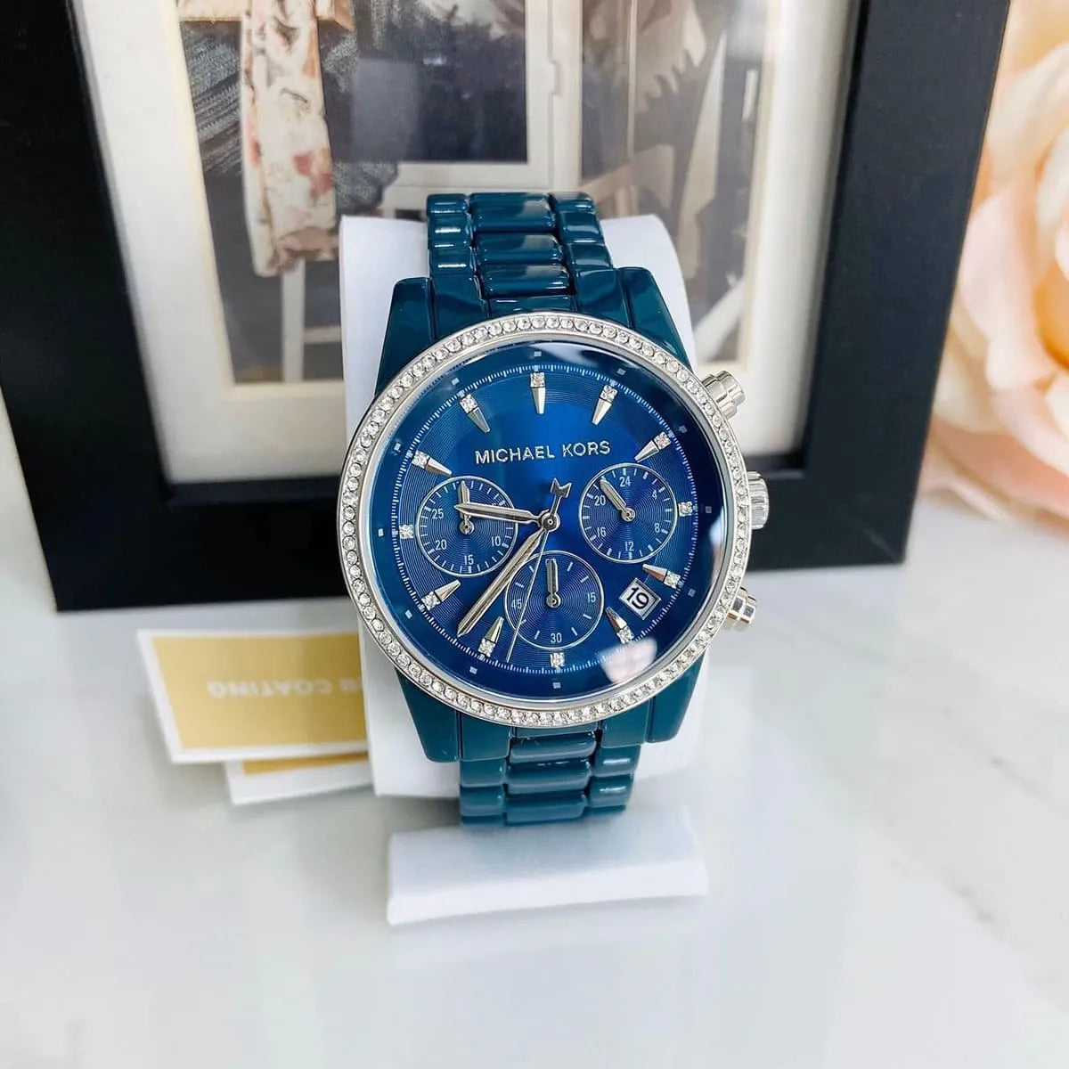Michael Kors Bradshaw Chronograph Blue Dial Blue Steel Strap Watch For Men - MK6722