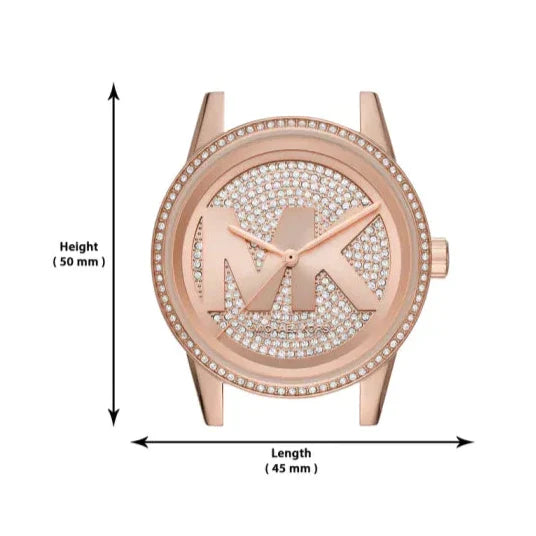Michael Kors Ritz Analog Crystals Silver Dial Rose Gold Steel Strap Watch for Women - MK6863