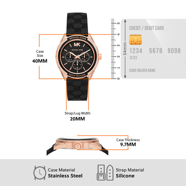 Michael Kors Jessa Quartz Black Dial Black Silicone Strap Watch For Women - MK7266