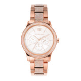 Michael Kors Tibby Chronograph White Dial Rose Gold Steel Strap Watch For Men - MK7293