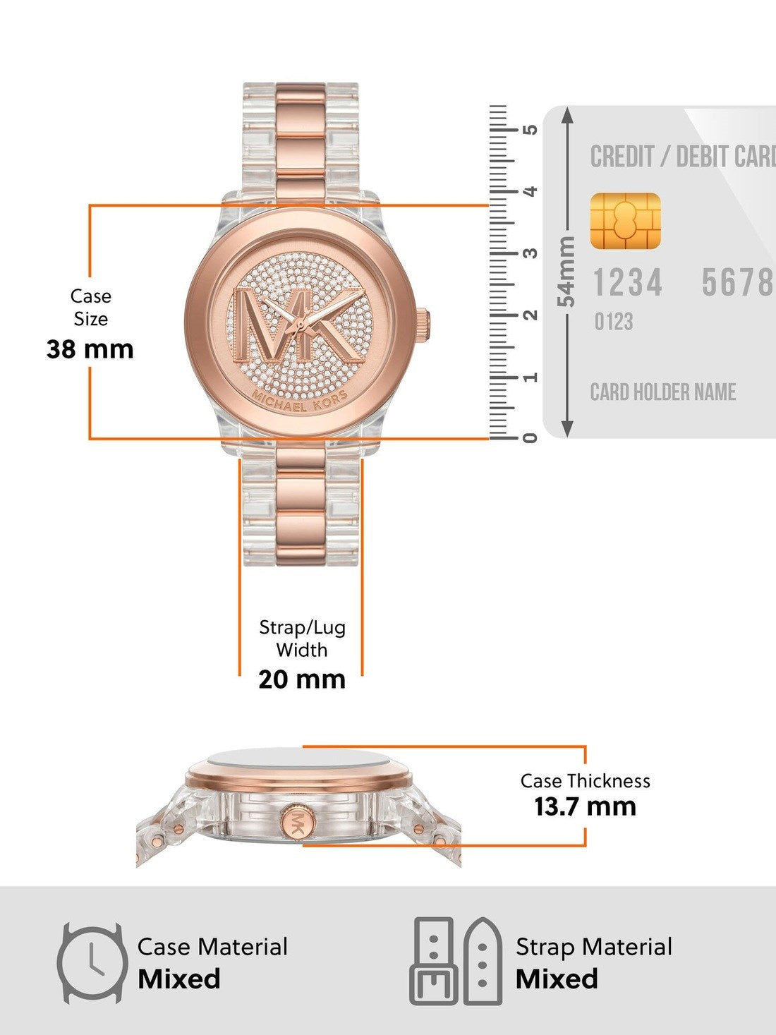 Michael Kors Runway Analog Crystals Rose Gold Dial Two Tone Steel Strap Watch for Women - MK7355