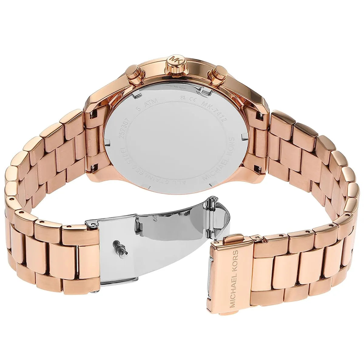 Michael Kors Berkley Chronograph Green Dial Rose Gold Steel Strap Watch For Women - MK7412