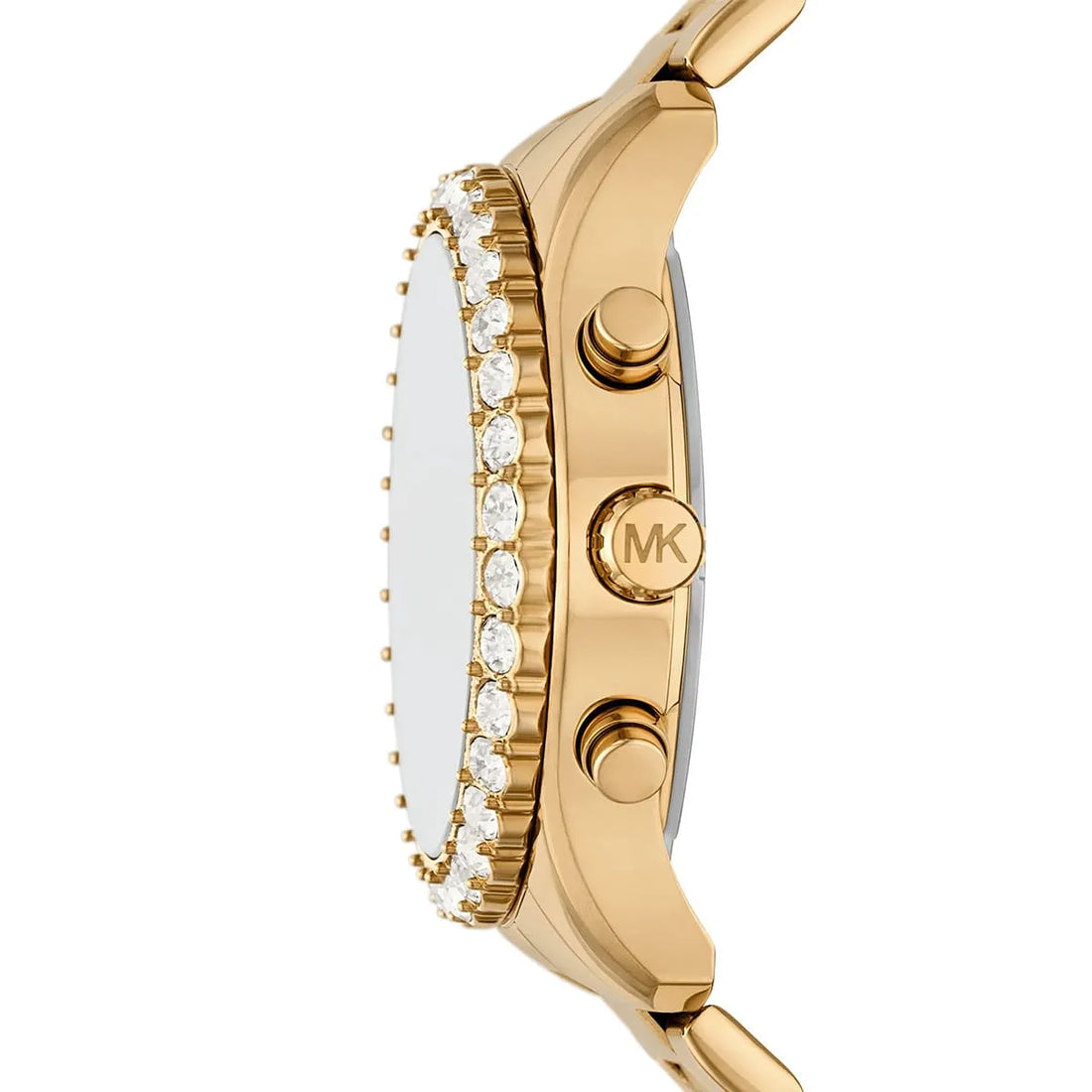 Michael Kors Berkley Chronograph Black Dial Gold Steel Strap Watch For Women - MK7414