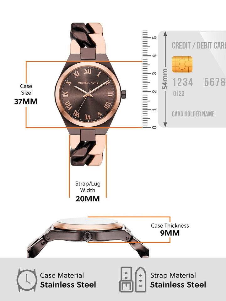 Michael Kors Lennox Analog Brown Dial Two Tone Steel Strap Watch for Women - MK7501
