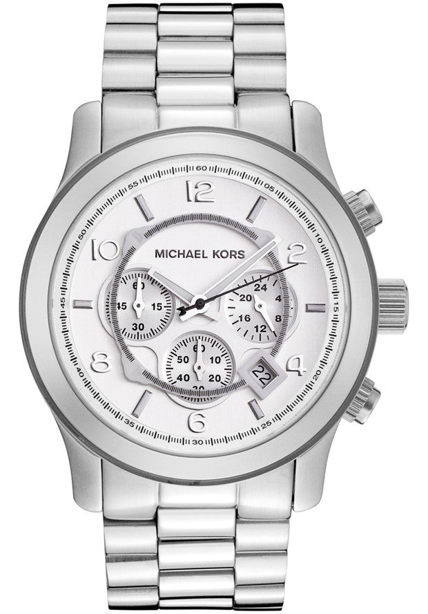 Michael Kors Runway Silver Dial Silver Steel Strap Watch for Men- MK8086