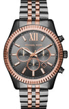 Michael Kors Lexington Chronograph Black Dial Two Tone Steel Strap Watch for Men - MK8561