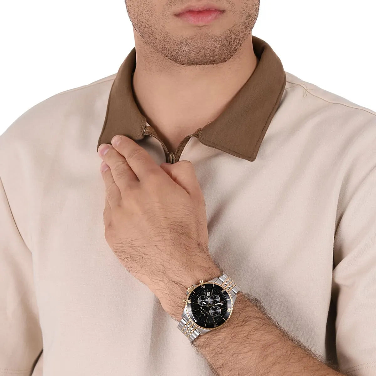 Michael Kors Bayville Chronograph Black Dial Two Tone Steel Strap Watch For Women - MK8872