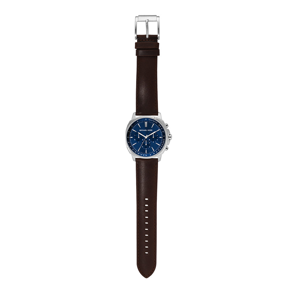 Michael Kors Sullivan Quartz Blue Dial Brown Leather Strap Watch For Men - MK8996