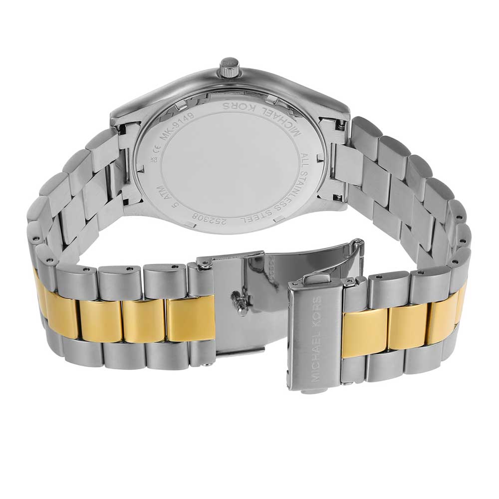 Michael Kors Slim Runway Quartz Green Dial Two Tone Steel Strap Watch for Women - MK9149