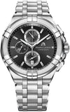 Maurice Lacroix Aikon Chronograph Black Dial Silver Steel Strap Watch for Men - AI1018-SS002-330-1