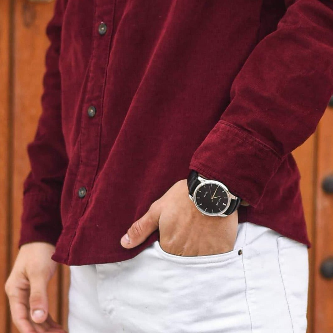 Fossil The Minimalist 3H Black Dial Brown Leather Strap Watch for Men - FS5464