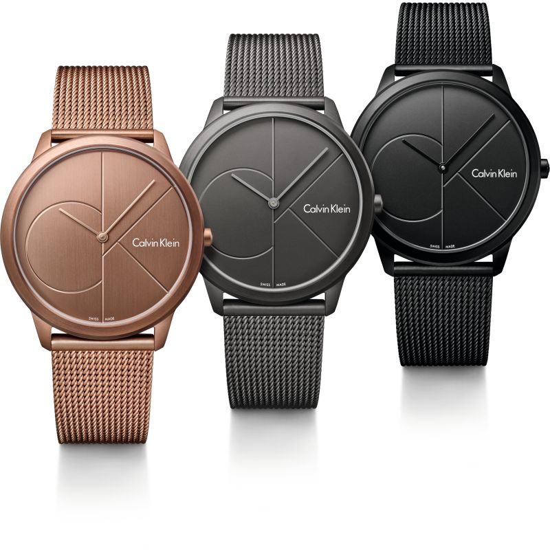 Calvin Klein Minimal Quartz Pink Gold Dial Pink Gold Mesh Bracelet Watch for Men - K3M11TFK