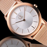Calvin Klein Minimal White Dial Rose Gold Mesh Bracelet Watch for Women - K3M23626