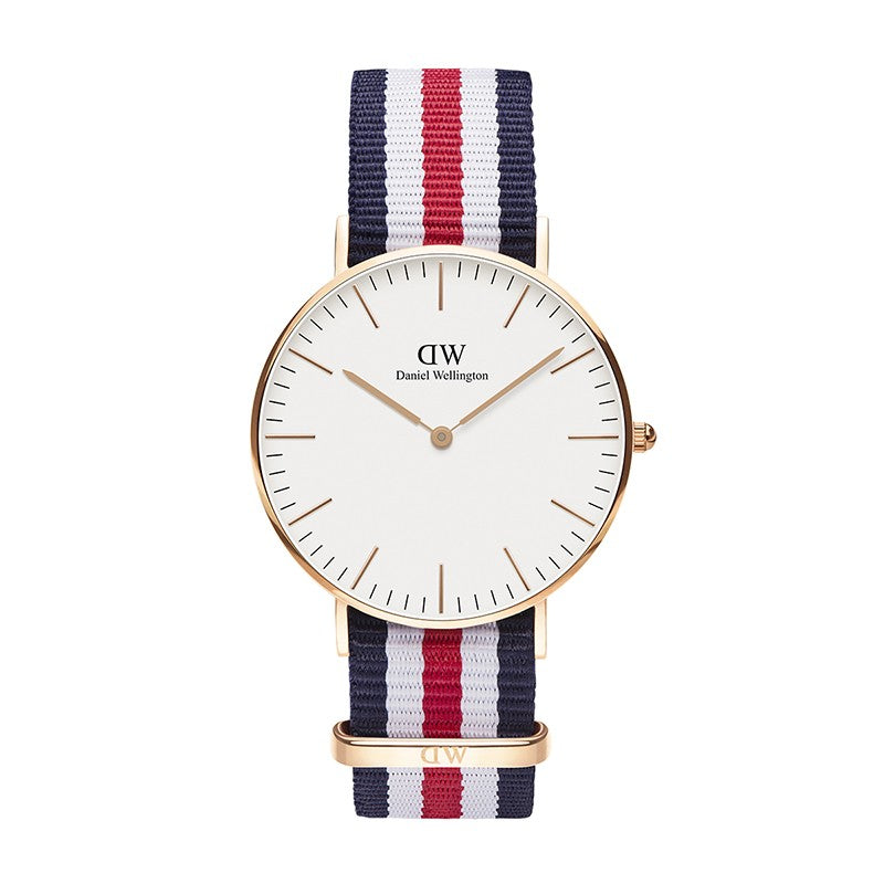 Daniel Wellington Classic Canterbury White Dial Two Tone NATO Strap Watch For Women - DW00100030
