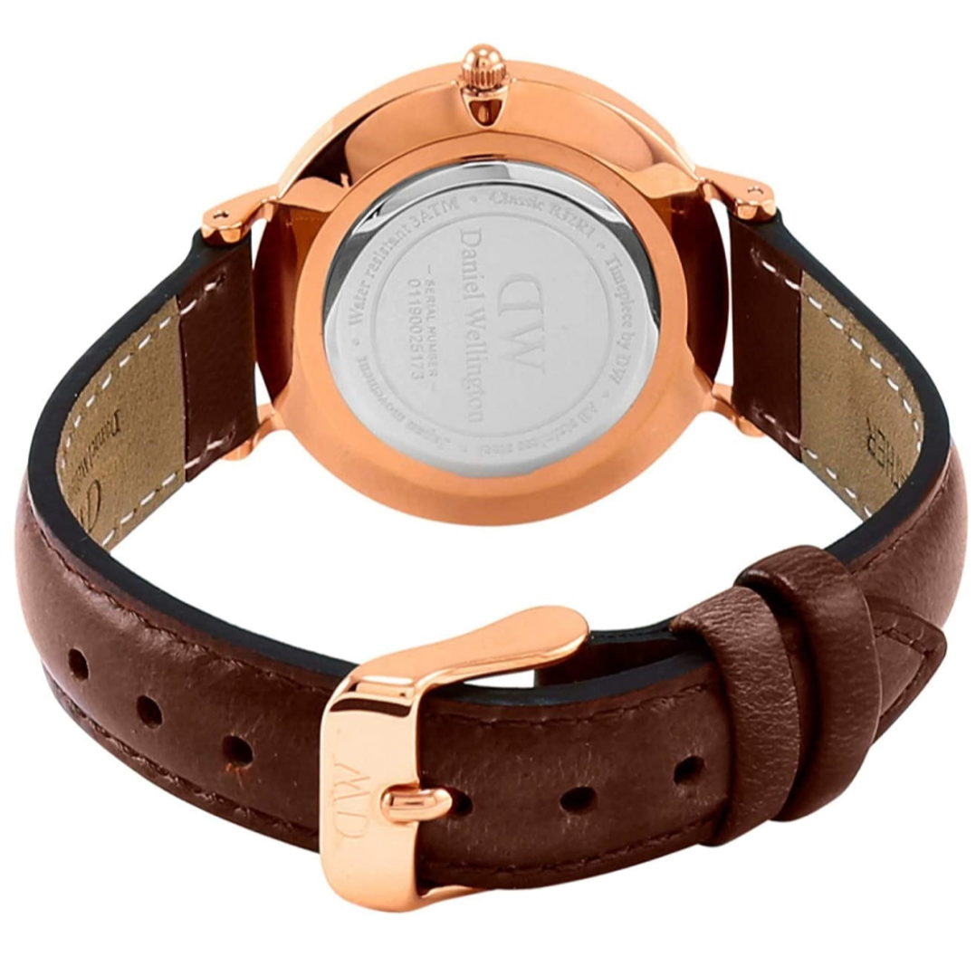 Daniel Wellington Petite St Mawes Black Dial Brown Leather Strap Watch For Women - DW00100169