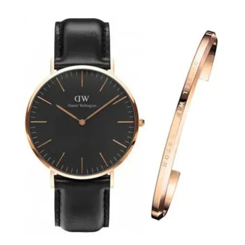 Daniel Wellington Classic Sheffield Black Dial Black Leather Strap Watch For Women - DW00100139