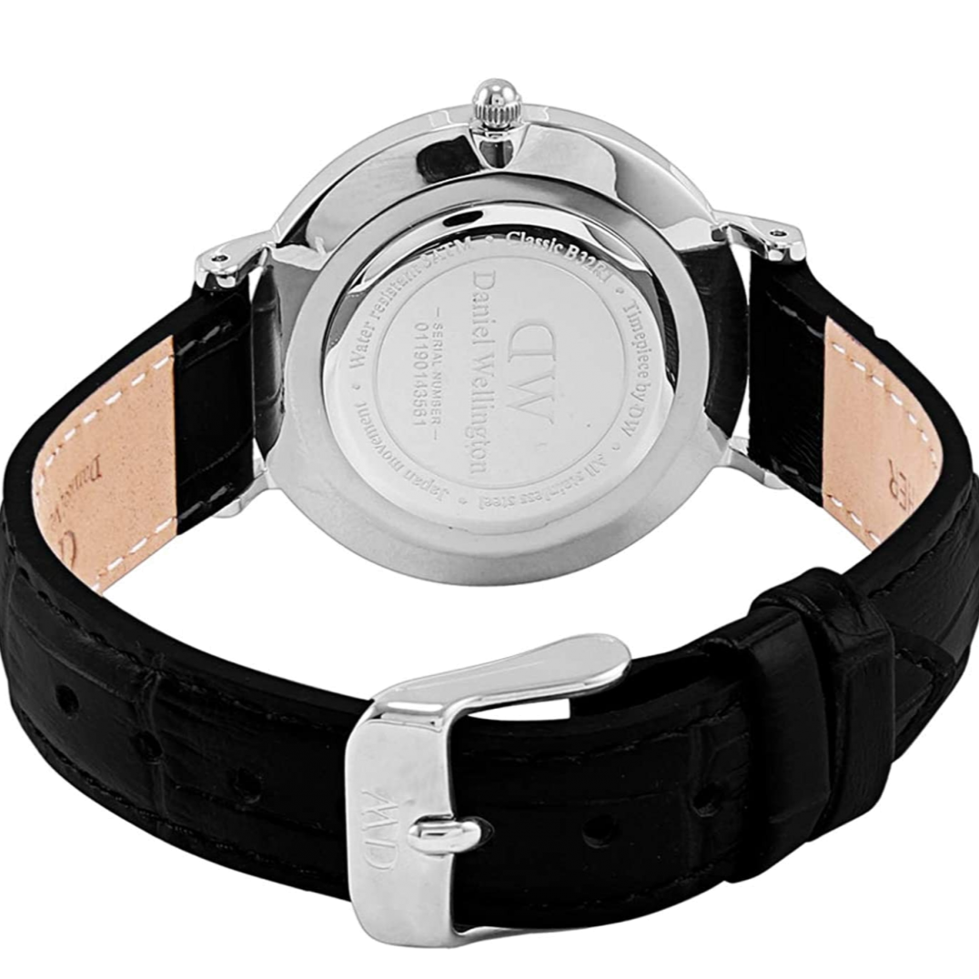 Daniel Wellington Classic Petite Reading Black Dial Black Leather Strap Watch For Women - DW00100235