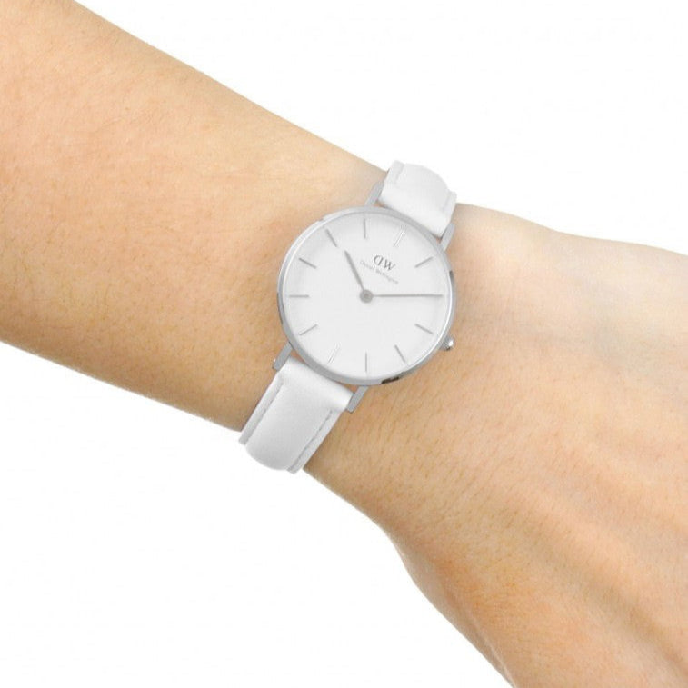 Daniel Wellington Petite Bondi White Dial White Leather Strap Watch For Women - DW00100250