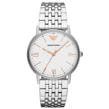 Emporio Armani Kappa Quartz White Dial Silver Steel Strap Watch For Men - AR80014