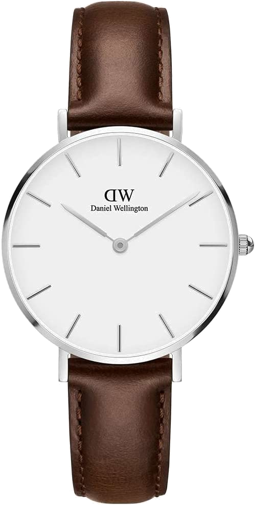 Daniel Wellington Classic Petite White Dial Brown Leather Strap Watch For Women - DW00100239