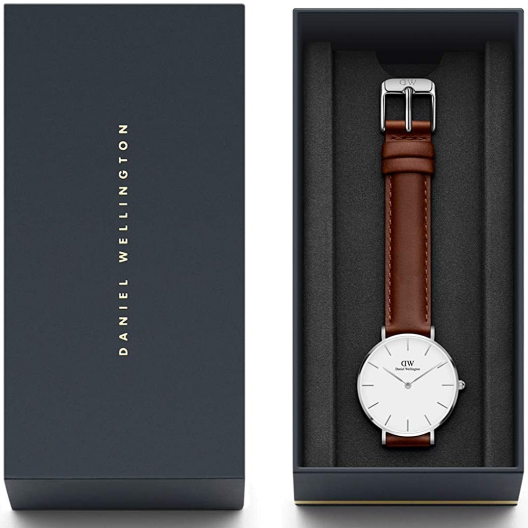 Daniel Wellington Classic Petite St Mawes White Dial Brown Leather Strap Watch For Women - DW00100187
