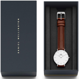 Daniel Wellington Classic Petite St Mawes White Dial Brown Leather Strap Watch For Women - DW00100187