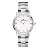Daniel Wellington Iconic Link White Dial Silver Steel Strap Watch For Women - DW00100205