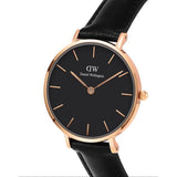 Daniel Wellington Classic Petite Sheffield Black Dial Black Leather Strap Watch For Women - DW00100224