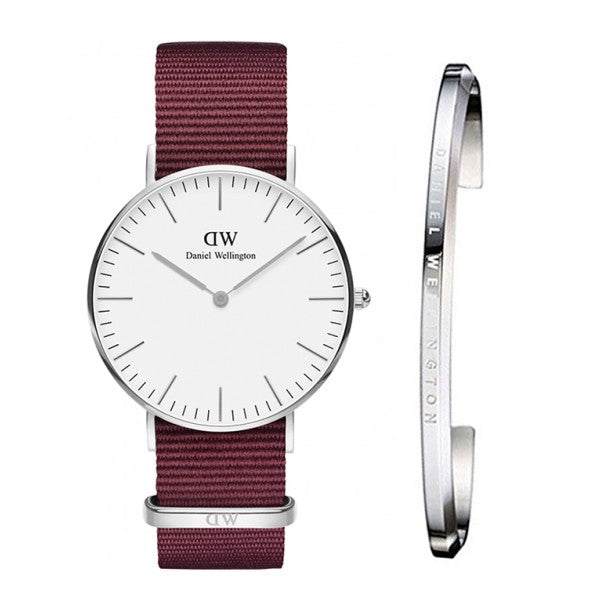 Daniel Wellington Classic Roselyn White Dial Red NATO Strap Watch For Women - DW00100272