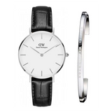 Daniel Wellington Classic Petite Reading White Dial Black Leather Strap Watch For Women - DW00100185