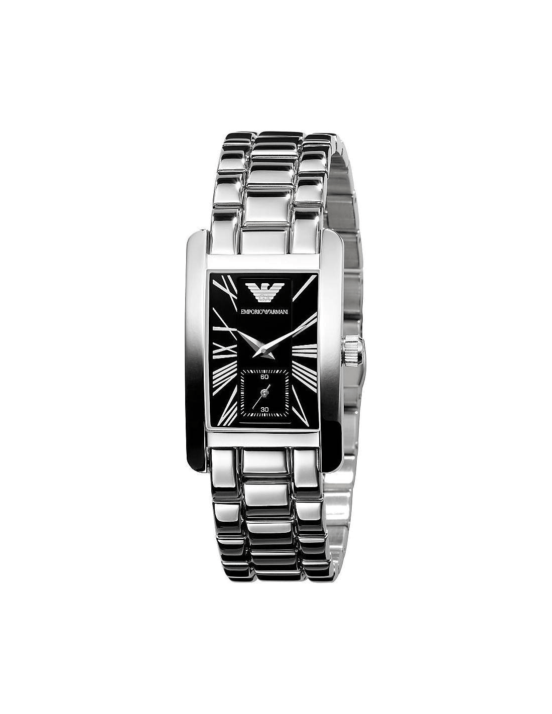Emporio Armani Classic Black Dial Silver Stainless Steel Watch For Women - AR0157