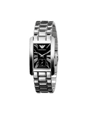 Emporio Armani Classic Black Dial Silver Stainless Steel Watch For Women - AR0157
