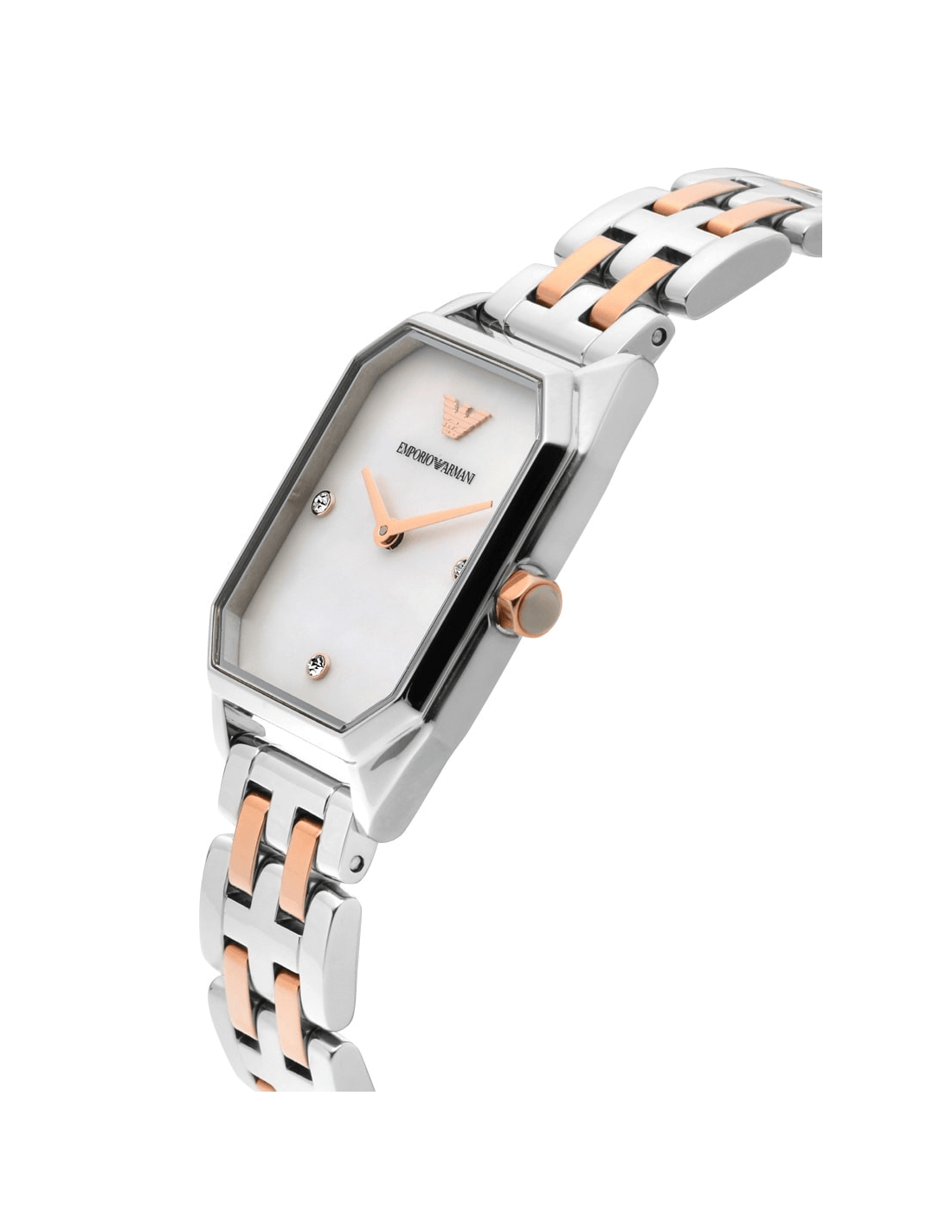 Emporio Armani Gianni T Bar Mother of Pearl Dial Two Tone Steel Strap Watch For Women - AR11146